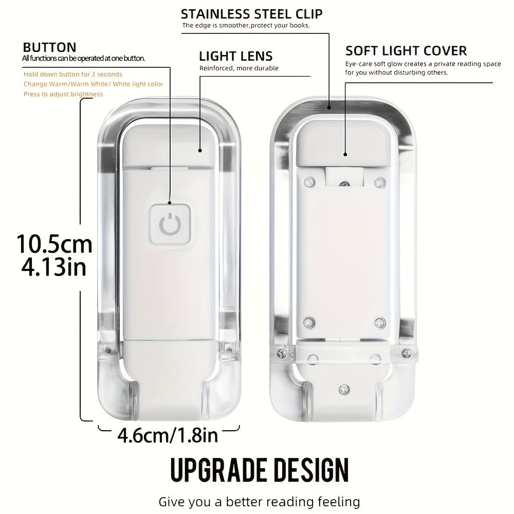 Mini Portable Foldable Reading Lamp with Dimmable LED Lights and Book Clip