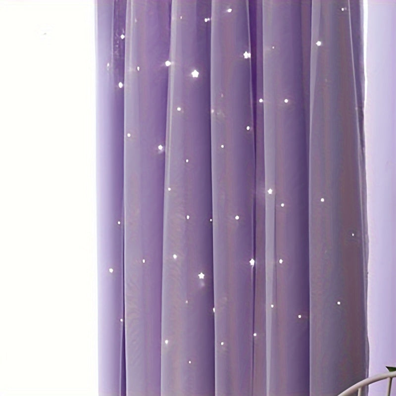 Hollow Star Curtains Two Layers Soft Breathable Fabric for Living Room Bedroom