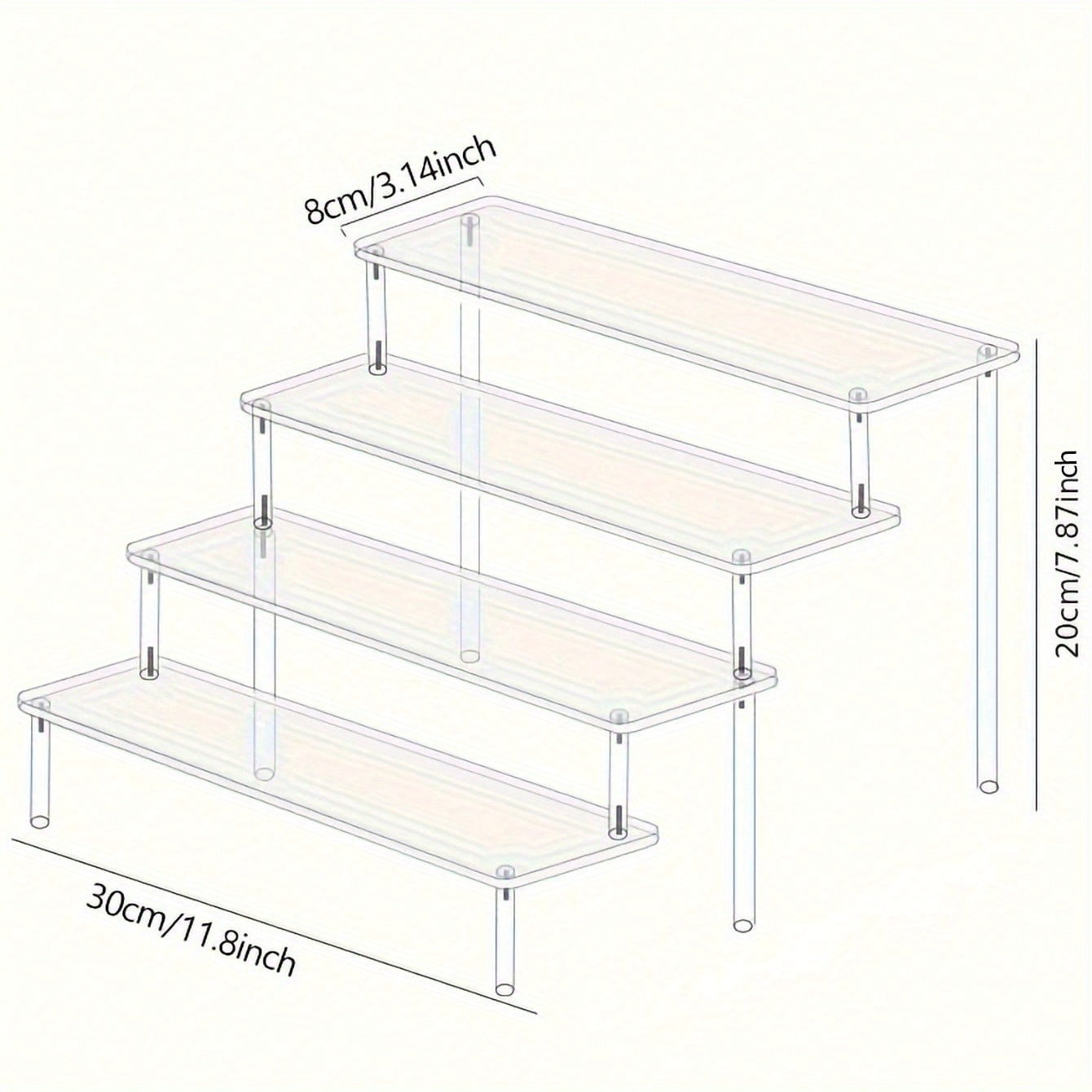Clear Acrylic 4-Tier Storage Organizer Shelf for Kitchen, Office, and Crafts