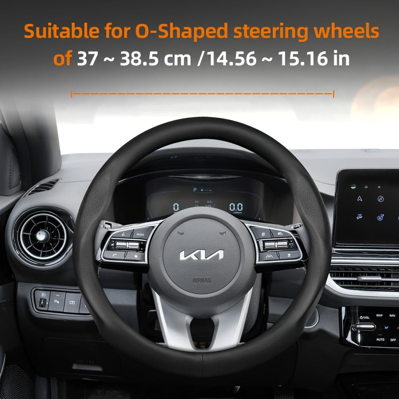 Universal Ultra-Thin Faux Leather Steering Wheel Cover Breathable Non-Slip