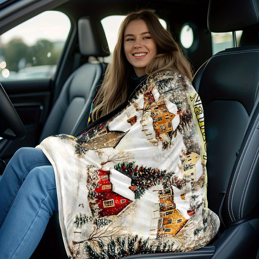 Зимний пейзаж плед из флиса мягкий полиэстер уютное одеяло для дивана, кровати, путешествий