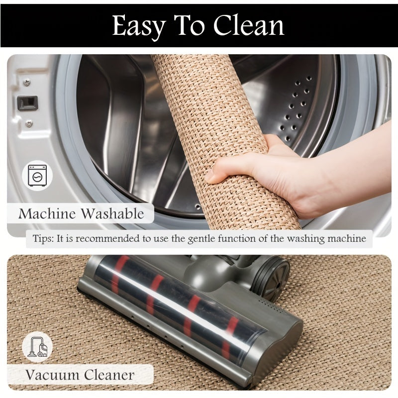 Set of 2 Non-Slip Woven Kitchen Rugs and Mats with Rubber Backing Washable