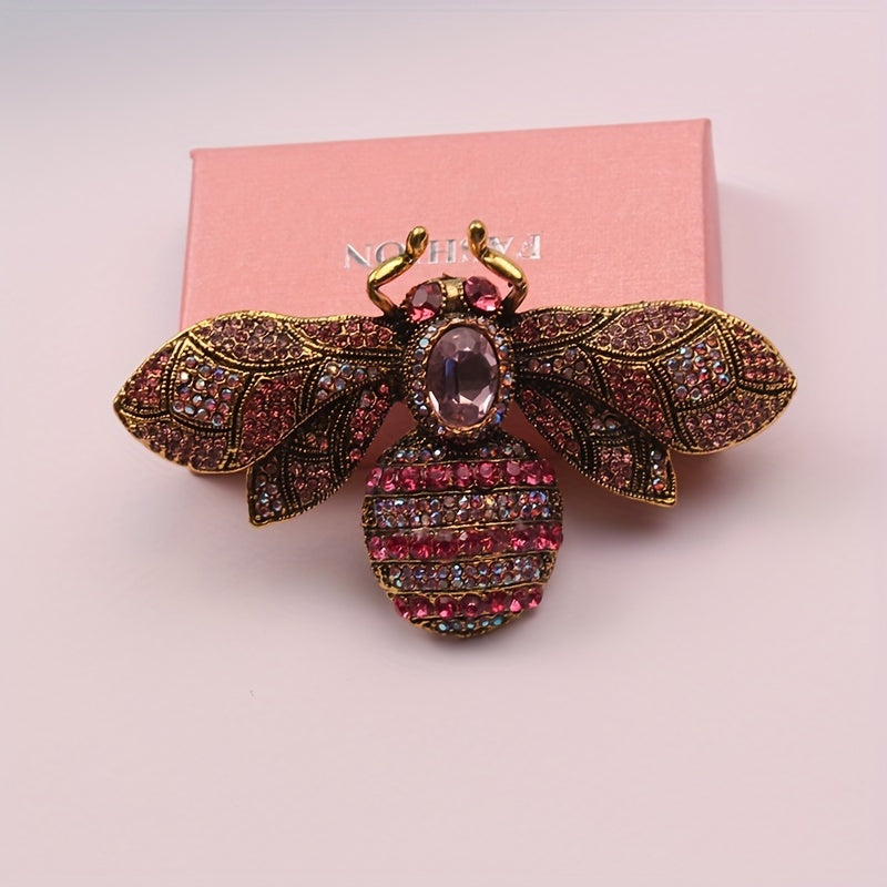 Crystal Bee Brooch with Rhinestones Stylish Pin for Women