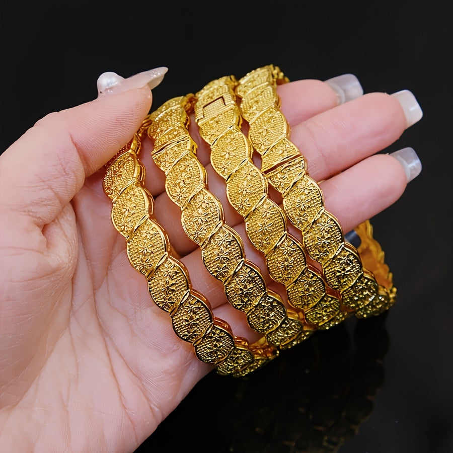 Set of 4 Elegant Luxury Silver Bracelets for Women Weddings Parties Gifts