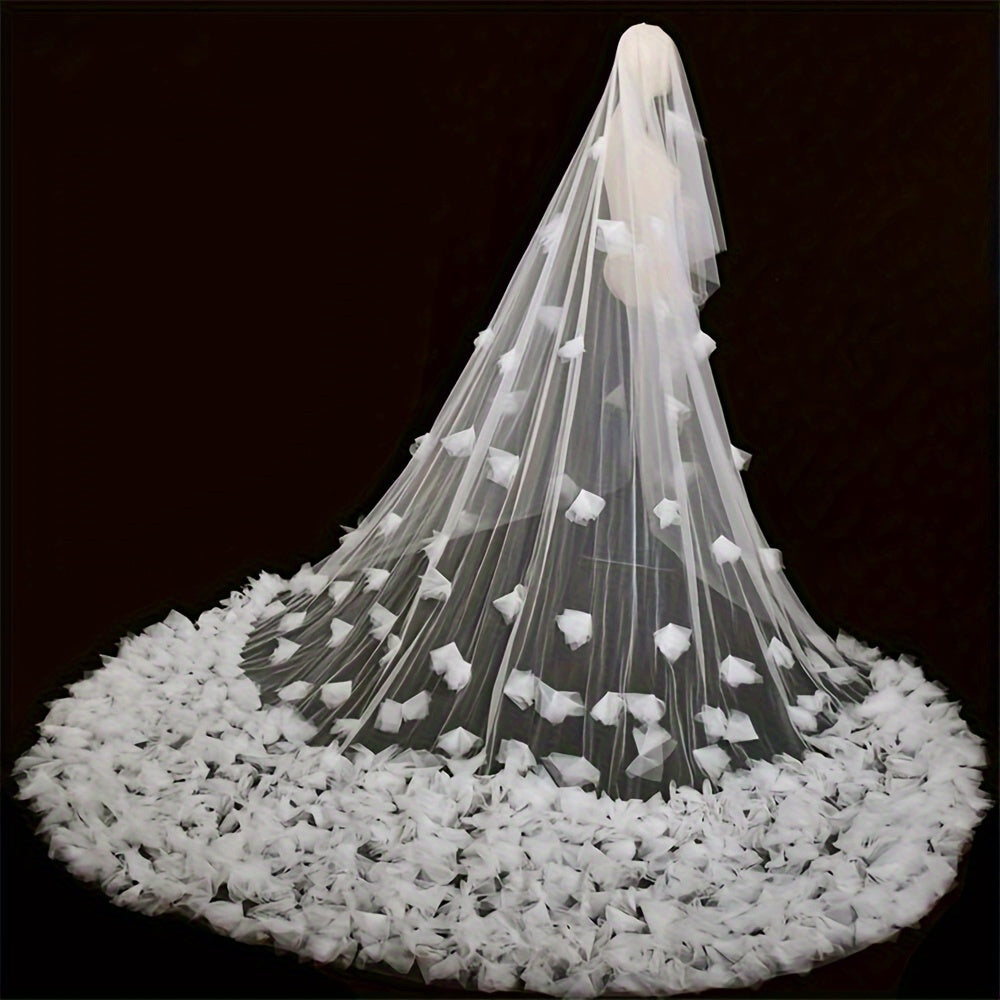 Women's Bridal Veil with Cascading Petals Polyester Wedding Accessory