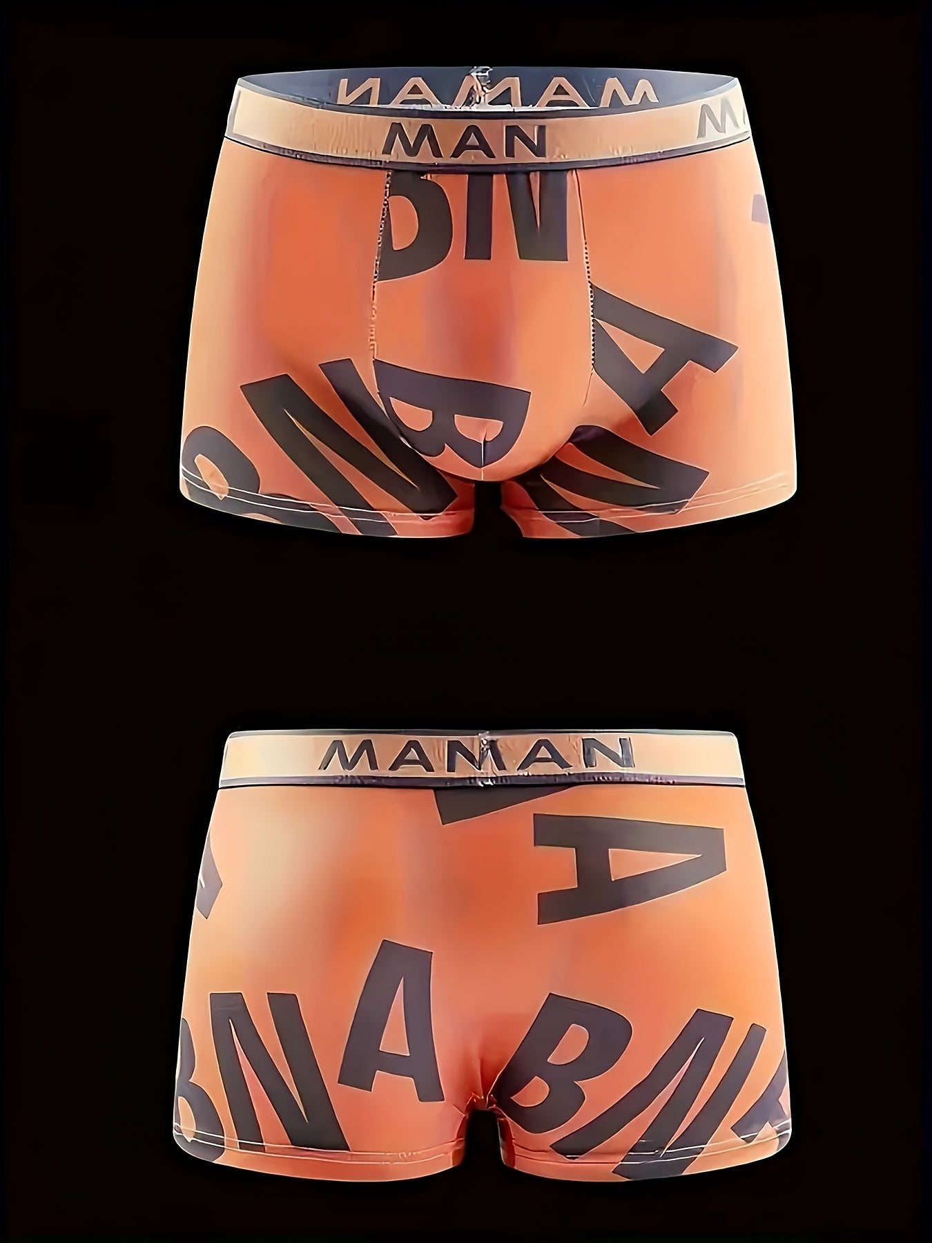 Men's Boxer Briefs Moisture-Wicking Polyester Blend Letter Pattern Elastic Waist Regular Fit