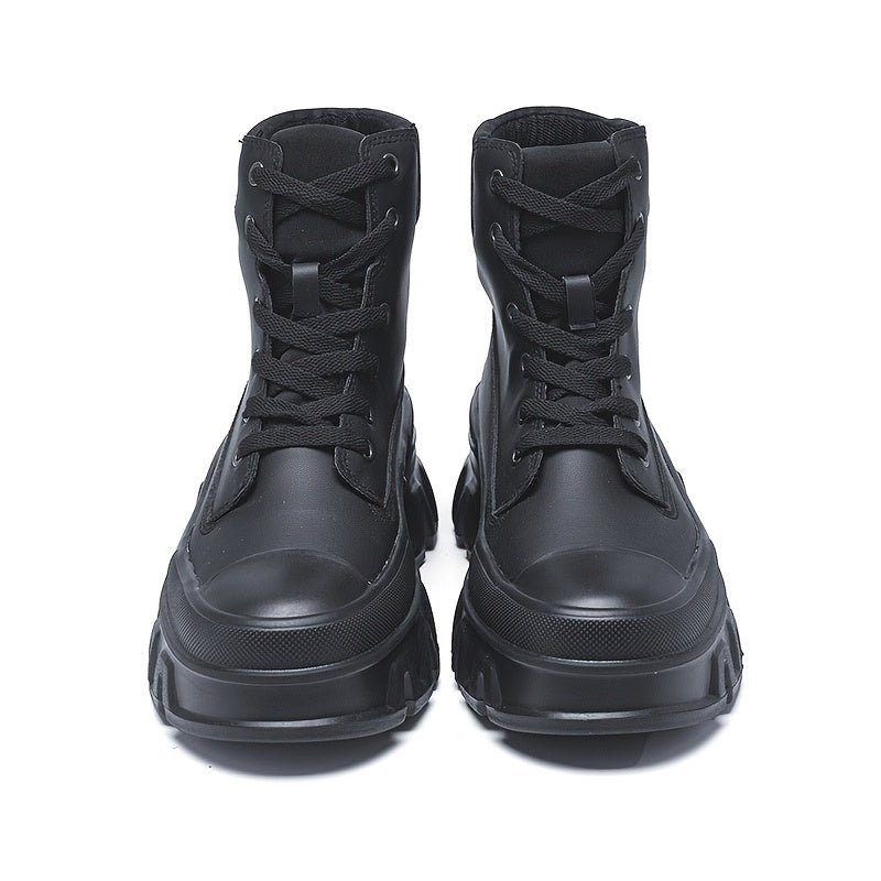 Women’s Black High-Top Lace-Up Platform Ankle Boots with EVA Sole