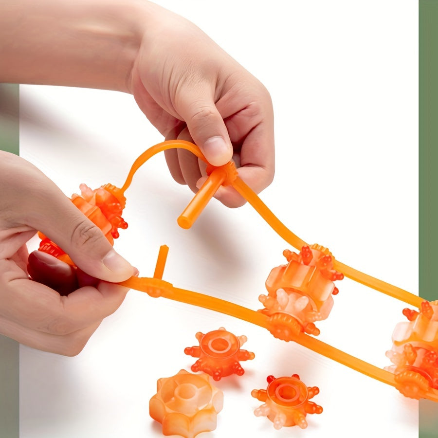 Handheld Back and Shoulder Massager with Orange Rolling Balls Full Body Muscle Tension Tool