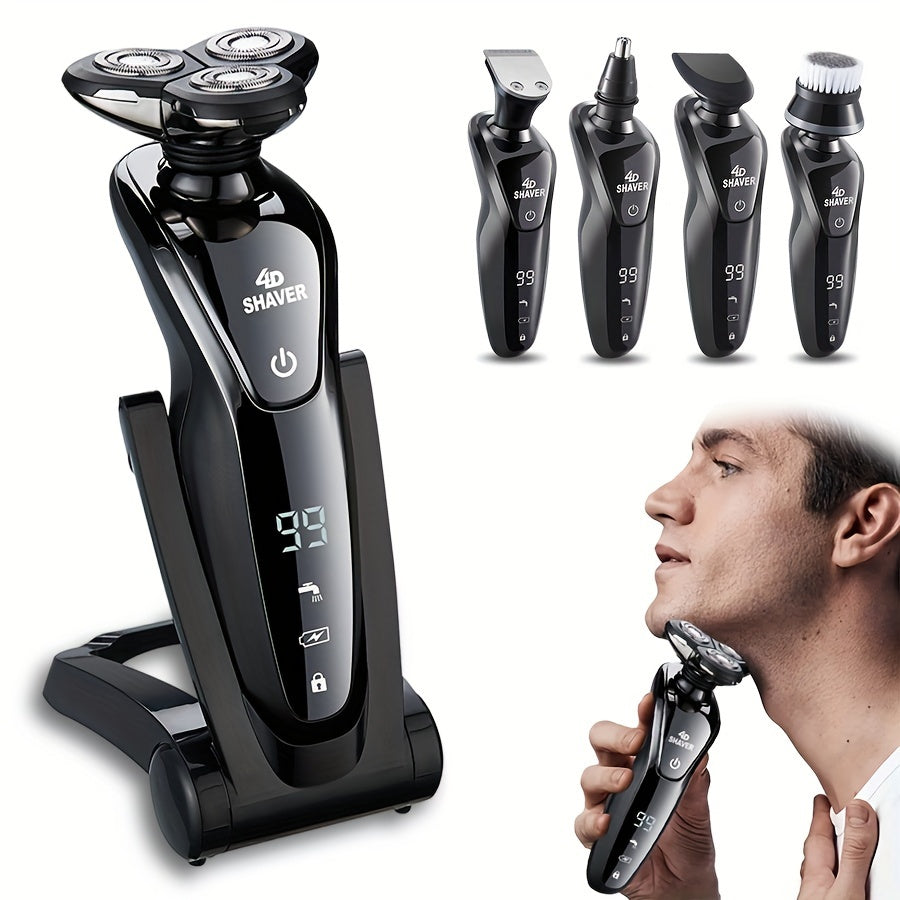 Men's Electric Shaver 6-in-1 Wet Dry Rechargeable 3D Rotating Razor