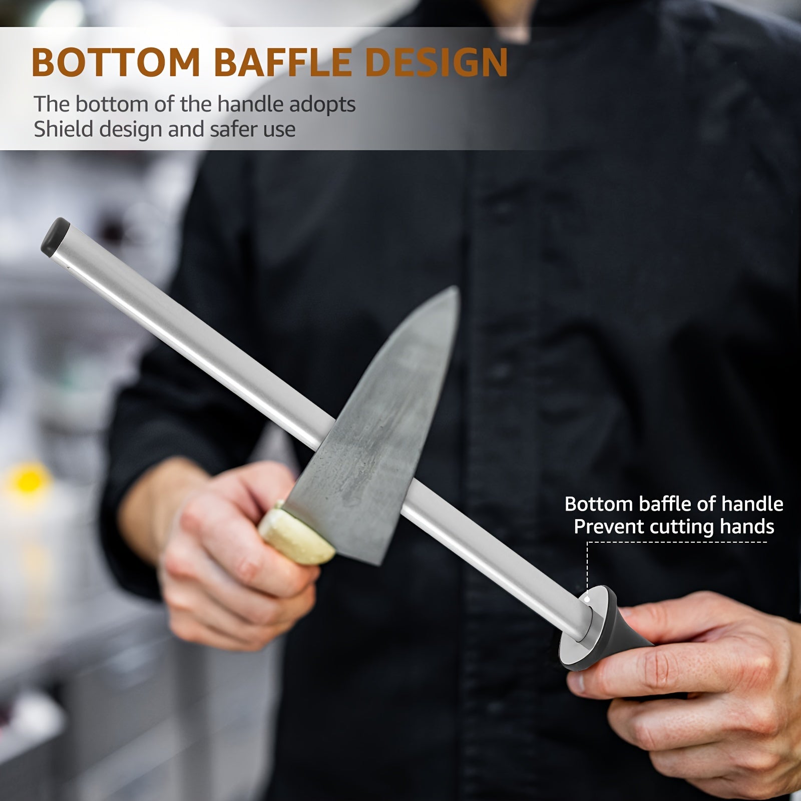 Diamond Knife Sharpening Steel Rod Lightweight Portable Kitchen Honing Tool