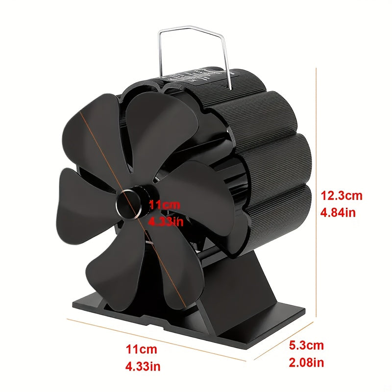 Six-Leaf Fireplace Fan for Gas Stoves Outdoor Ice Fishing and Cooking Thermal Heater