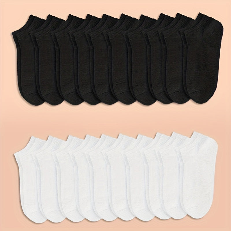 20 pares de calcetines cortos sólidos y ligeros para hombres y mujeres