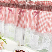 Cortina de estilo pastoral romántico con cuadros para cafetería para ventanas de cocina o restaurante