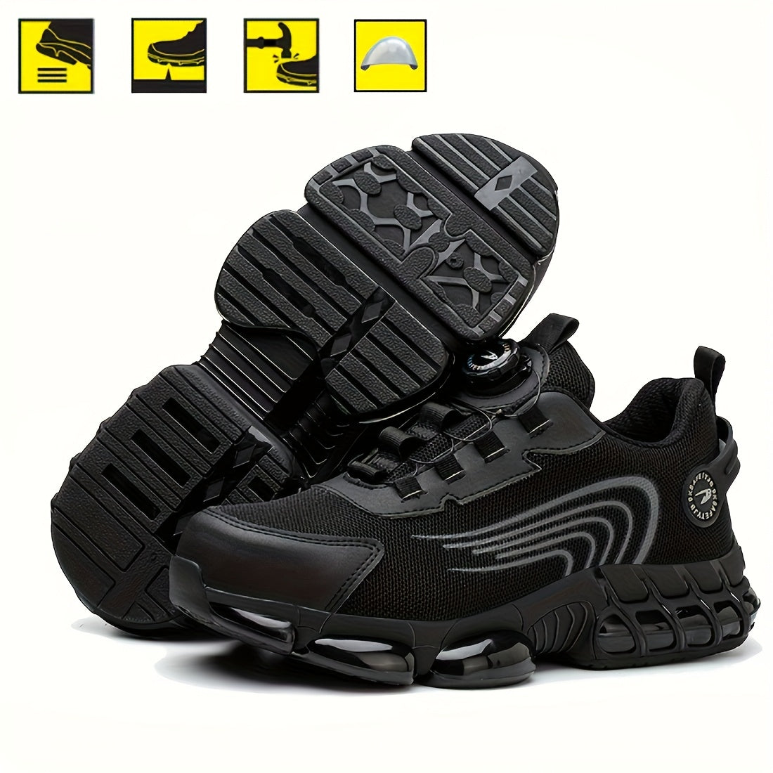 Durable Safety Shoes with Steel Toe Cap Breathable Mesh Non-Slip Rubber Sole for Work and Outdoor