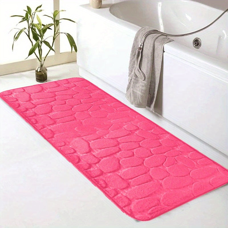 Cobblestone Pattern Memory Foam Bath Mat Non-Slip Absorbent Machine Washable