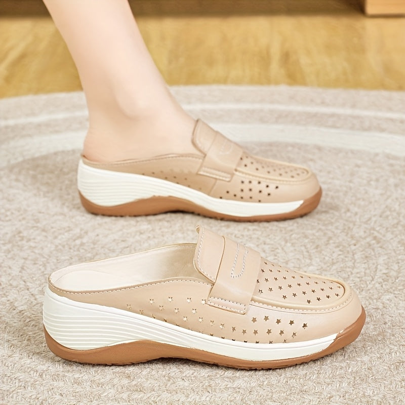 Women Summer Breathable Perforated Slip-On Sneakers Non-Slip Flat Shoes