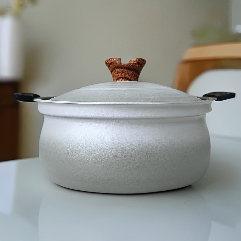 22cm Double Ear Soup Pot Non-Stick Japanese Style Kitchen Cooking Tool Grey