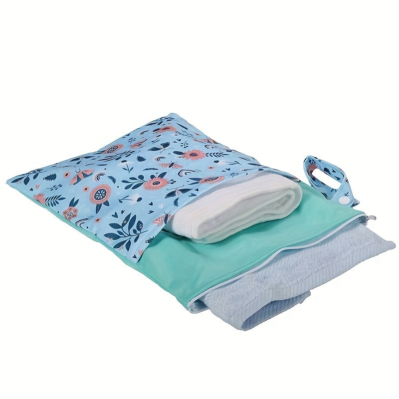 Reusable Waterproof Wet Bag with Double Pockets Cloth Handle 24.99x35cm
