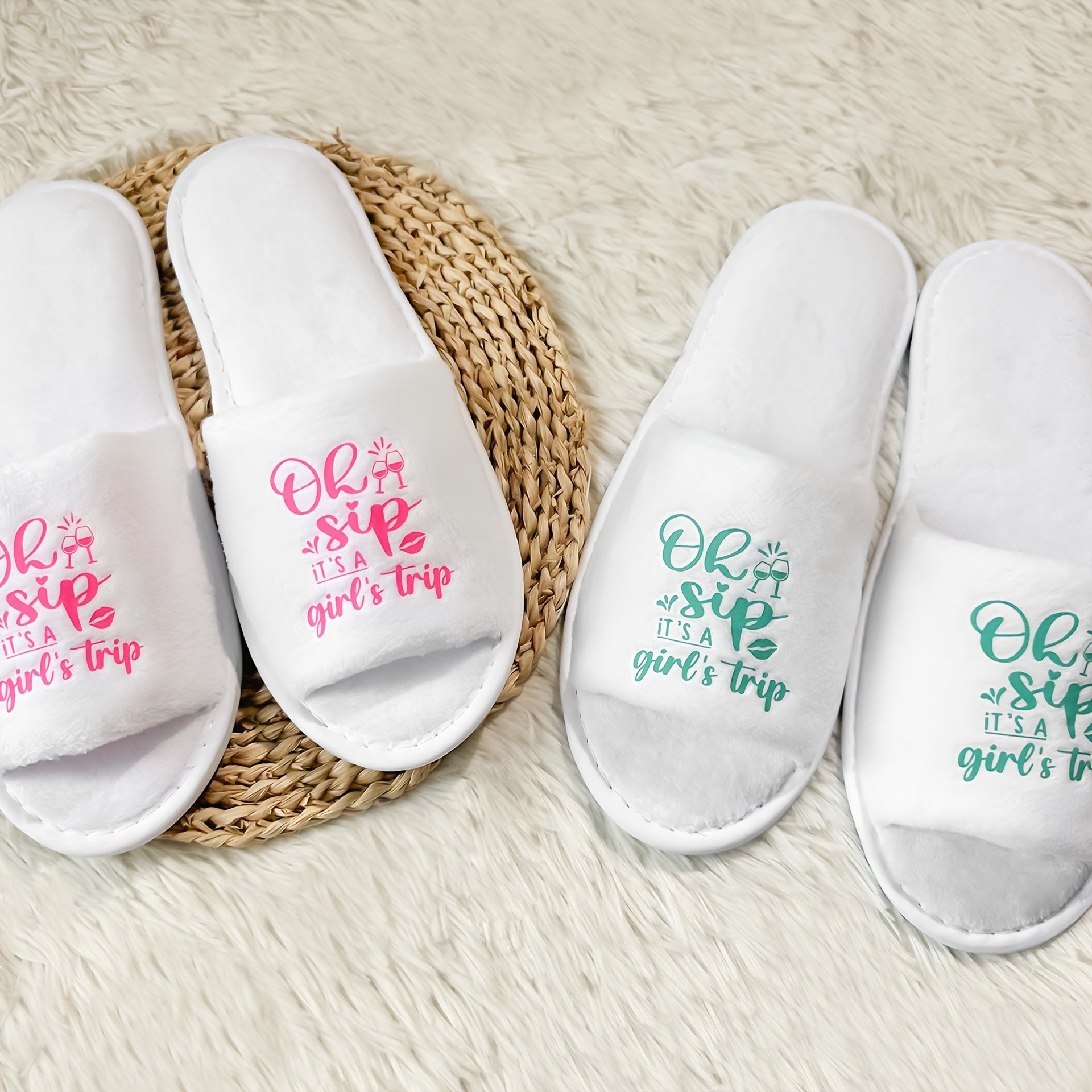 Women's Plush Cozy Slippers Open-Toe Indoor Shoes Soft Sole Gift