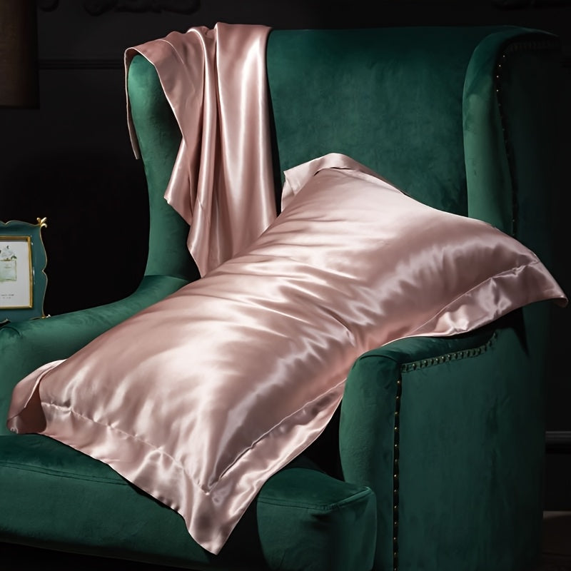Set of 2 Mulberry Silk Pillowcases 25 Momme Satin Weave Hypoallergenic Solid Color