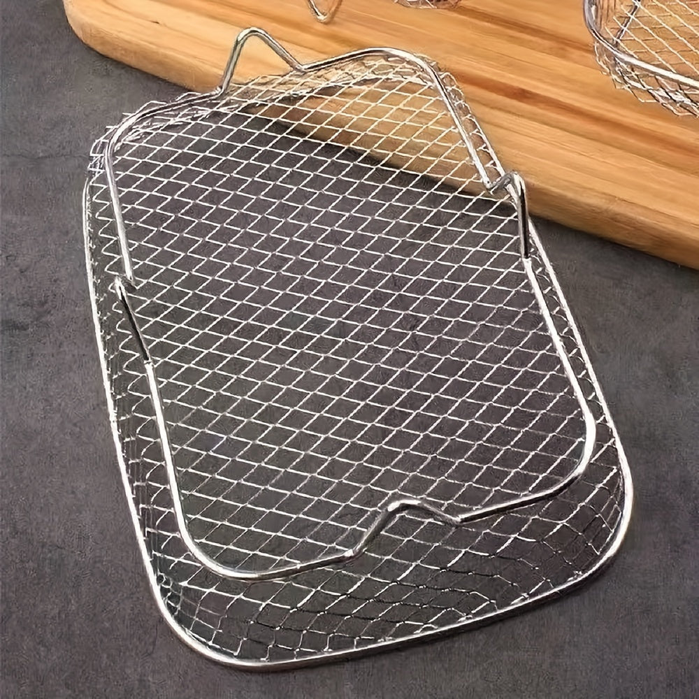 3-ta qismli zanglamaydigan po'latdan yasalgan havo qovurish uchun aksessuarlar mikroto'lqinli pech uchun to'rtburchakli grill yopishqoq bo'lmagan qavatli