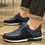 Men's Casual Business Sneakers Solid Color Faux Leather Low Top Lace-Up EVA Insole PVC Sole