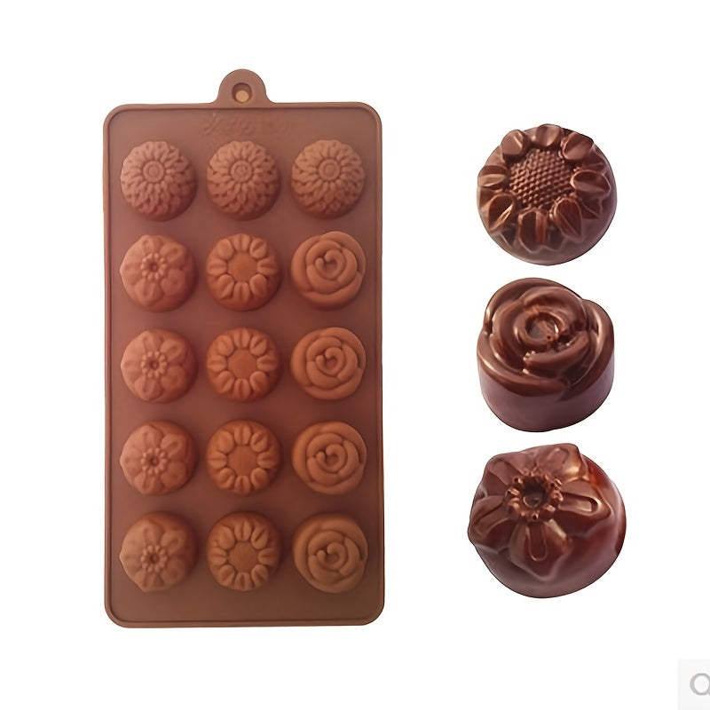 15 Small Flower-Shaped Silicone Molds for Soap, Candy, Jelly, Mousse, and Desserts