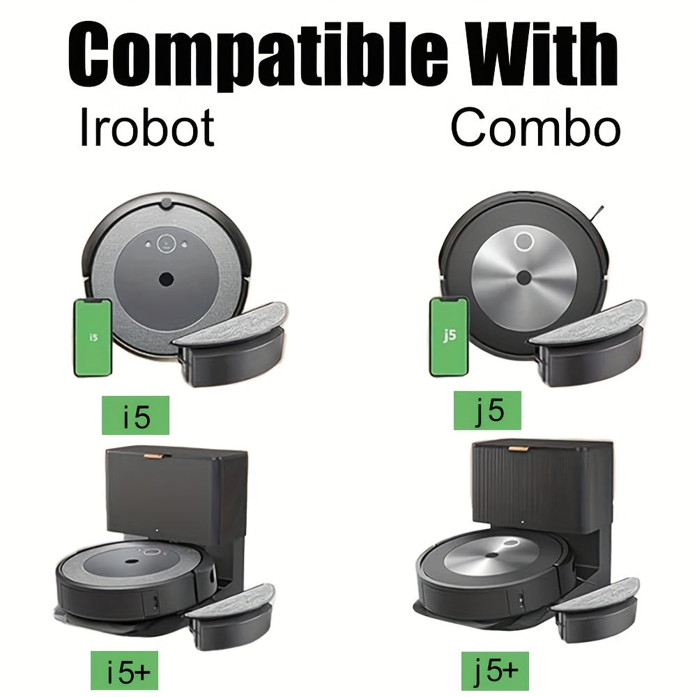 Набор из 6 подушечек для швабры: Совместим с iRobot Combo j5/j5+, i5/i5+ Робот-пылесос, моющиеся и многоразовые микрофибровые насадки для уборки пола.