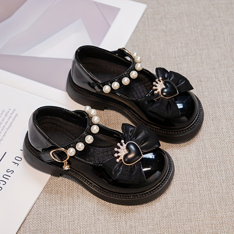 Girls' Microfiber Leather Princess Shoes with Heart Pattern for Autumn and Winter