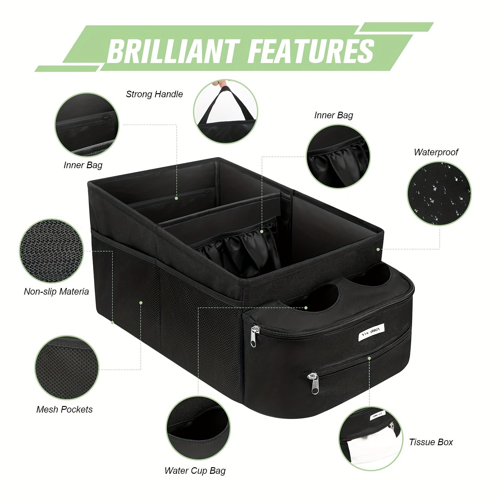 Органайзер для сиденья пассажирского автомобиля, складная коробка для хранения с чашками и отделениями