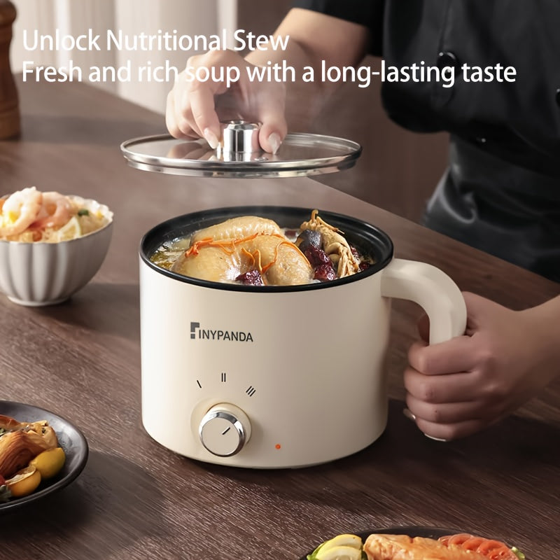 Double-layer electric steamer with large hot pot capacity for steaming and boiling in dorms homes offices