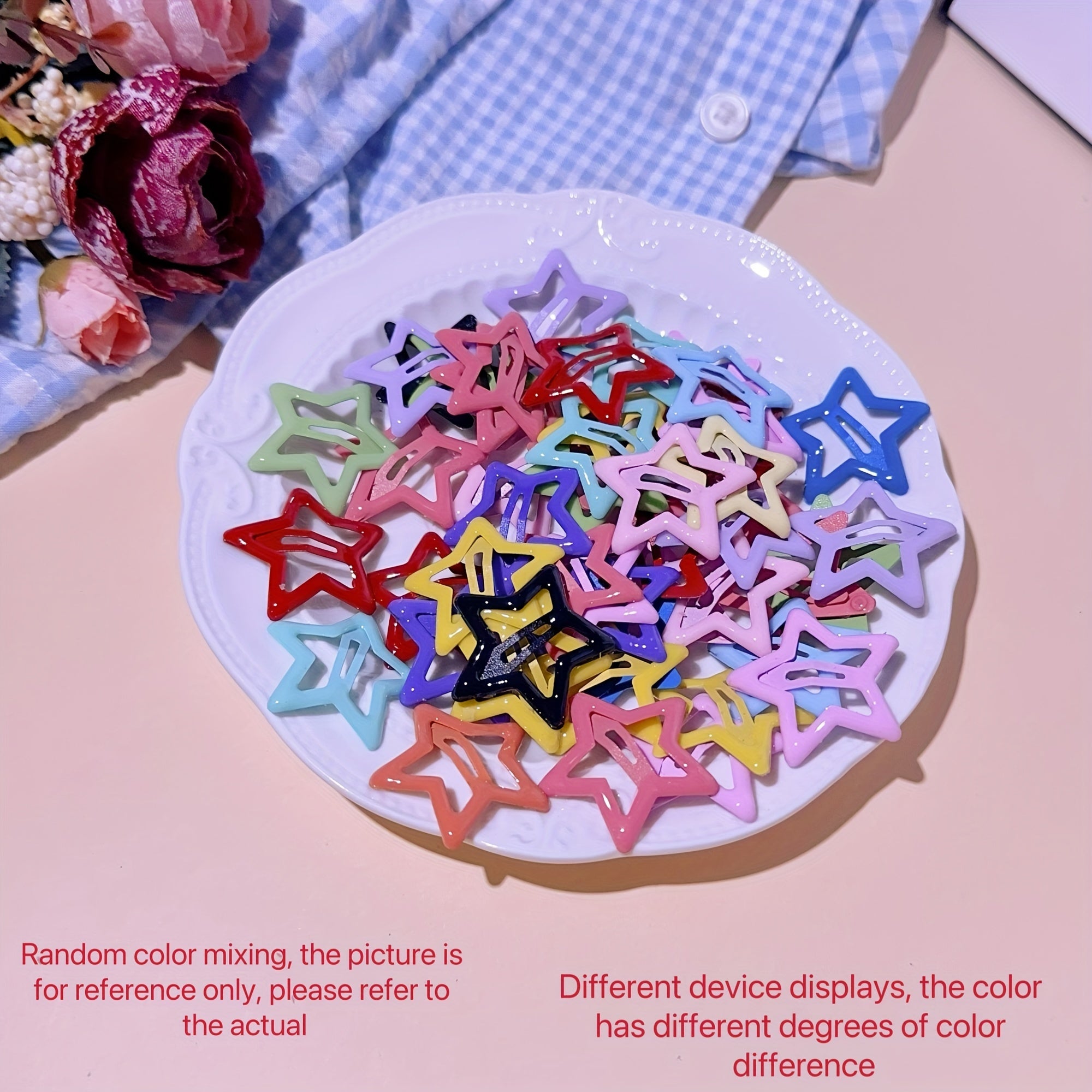 Rang-barang metall yulduzcha soch kliplar to'plami ayollar va qizlar uchun 15/30/50/100 dona