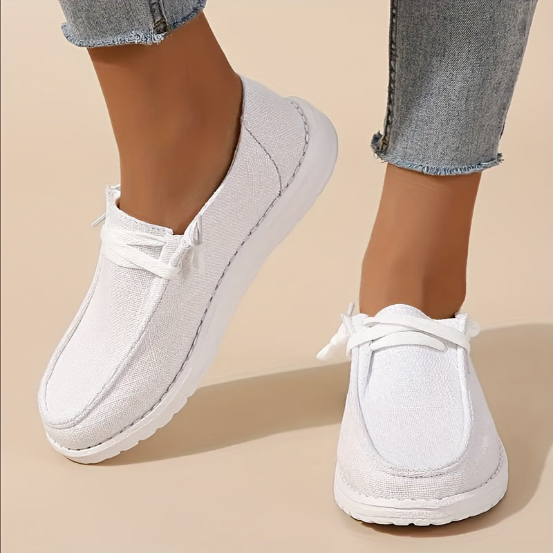 Women's Lace-Up Loafers Casual Breathable Fabric Low-Top Shoes