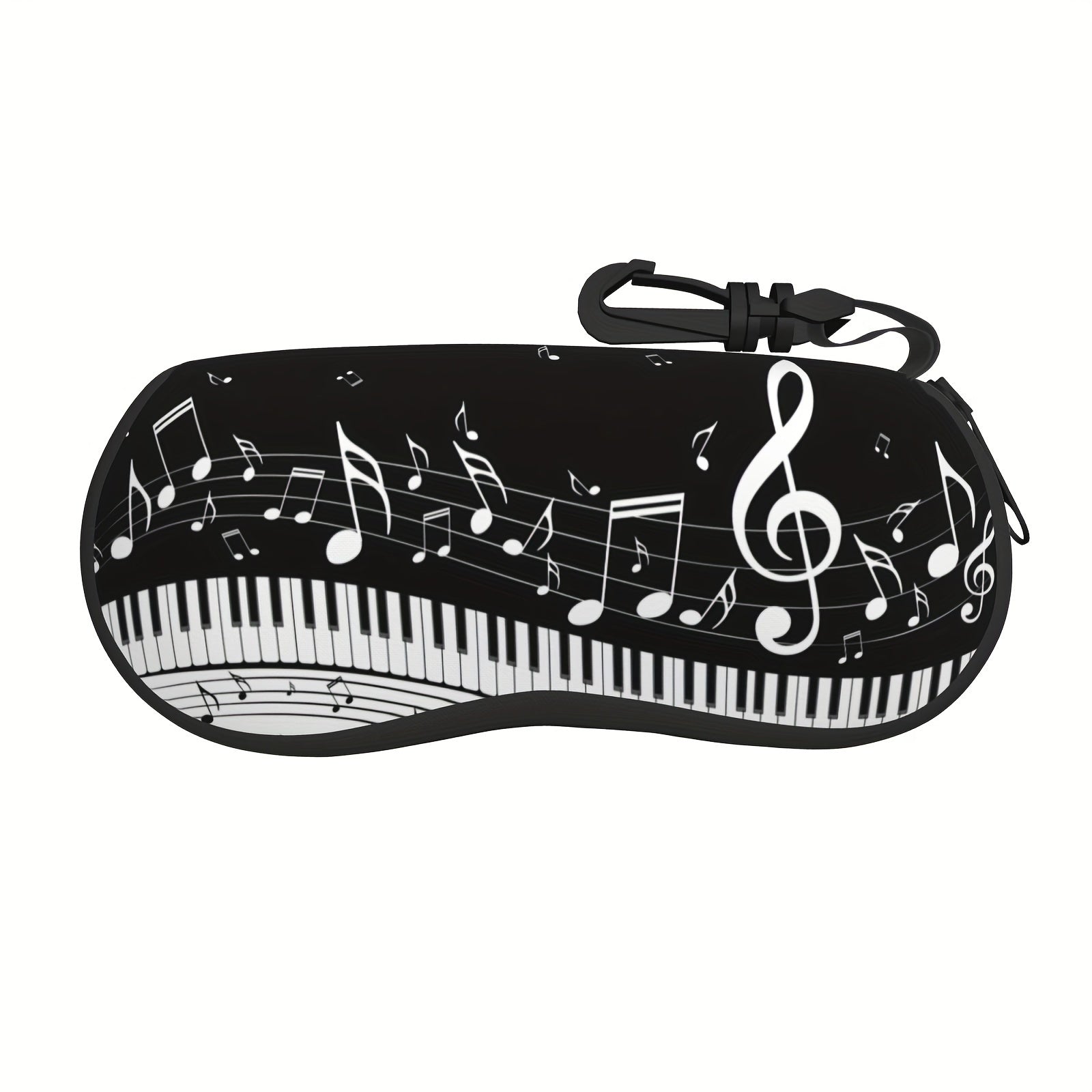 Neoprene Glasses Case with Music Notes Pattern and Key Chain