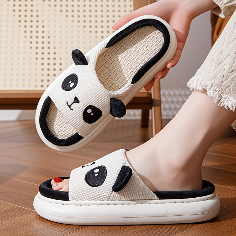 Unisex Linen Slip-On Slippers Soft Breathable Home Shoes All-Season