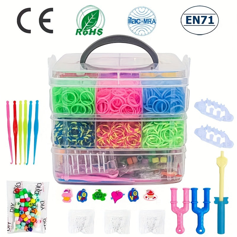 Jewelry Making Supplies Set with 4500 Rainbow Rubber Bands for Hair and Jewelry