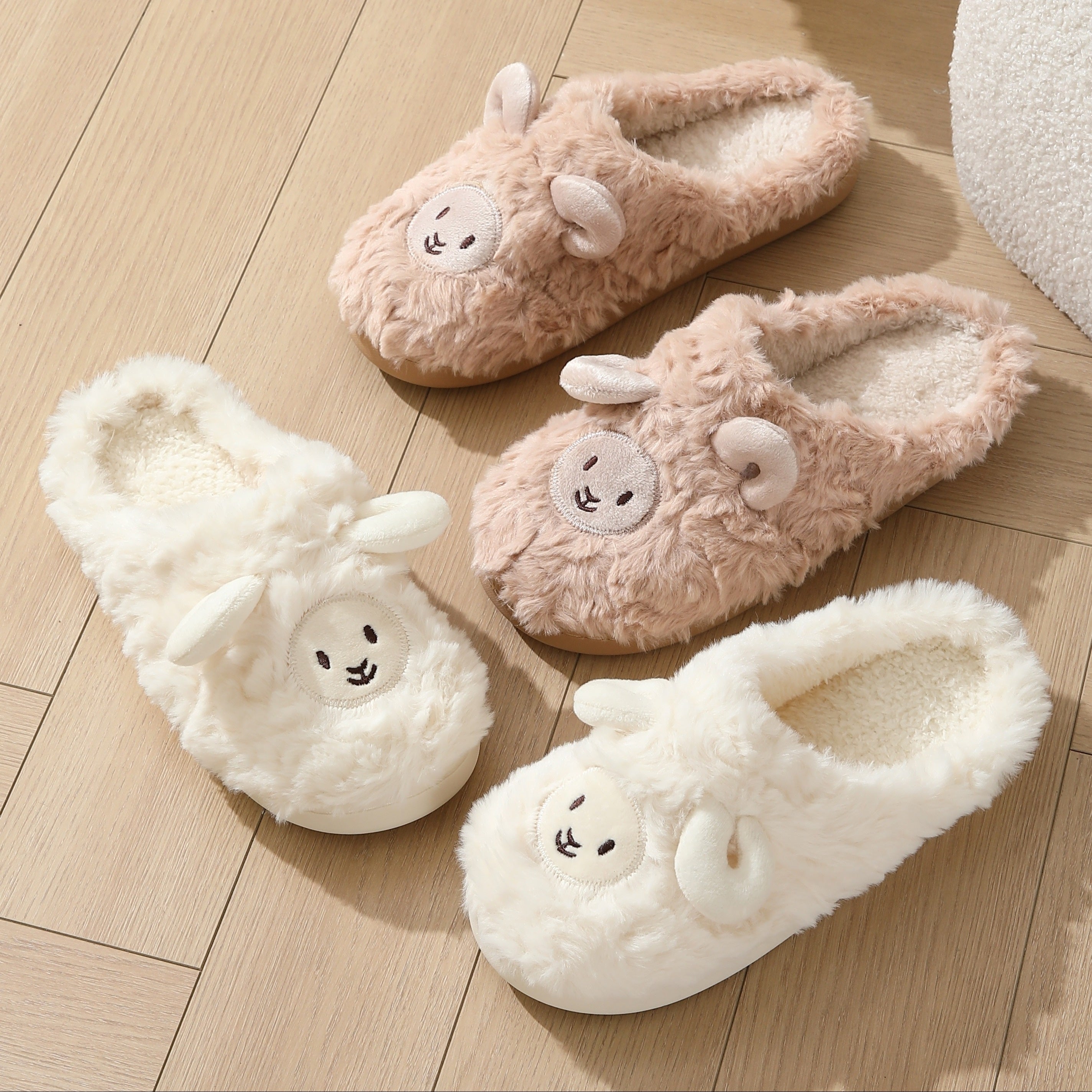 Women's Plush Fleece Slip-On Slippers Non-Slip Indoor Outdoor House Shoes