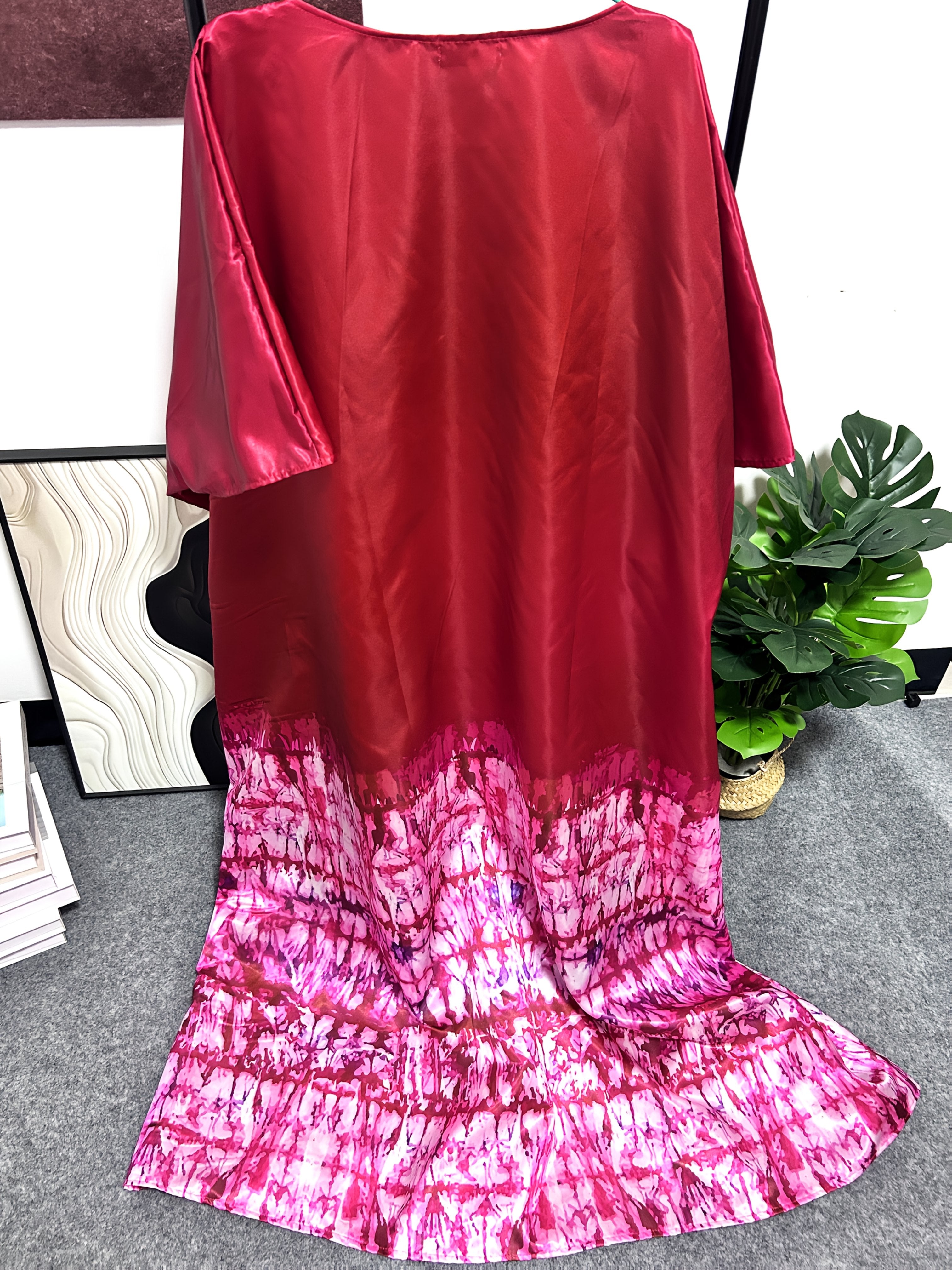 Women's African Dashiki Robe Long Sleeve Maxi Dress Wedding Party Purple Red