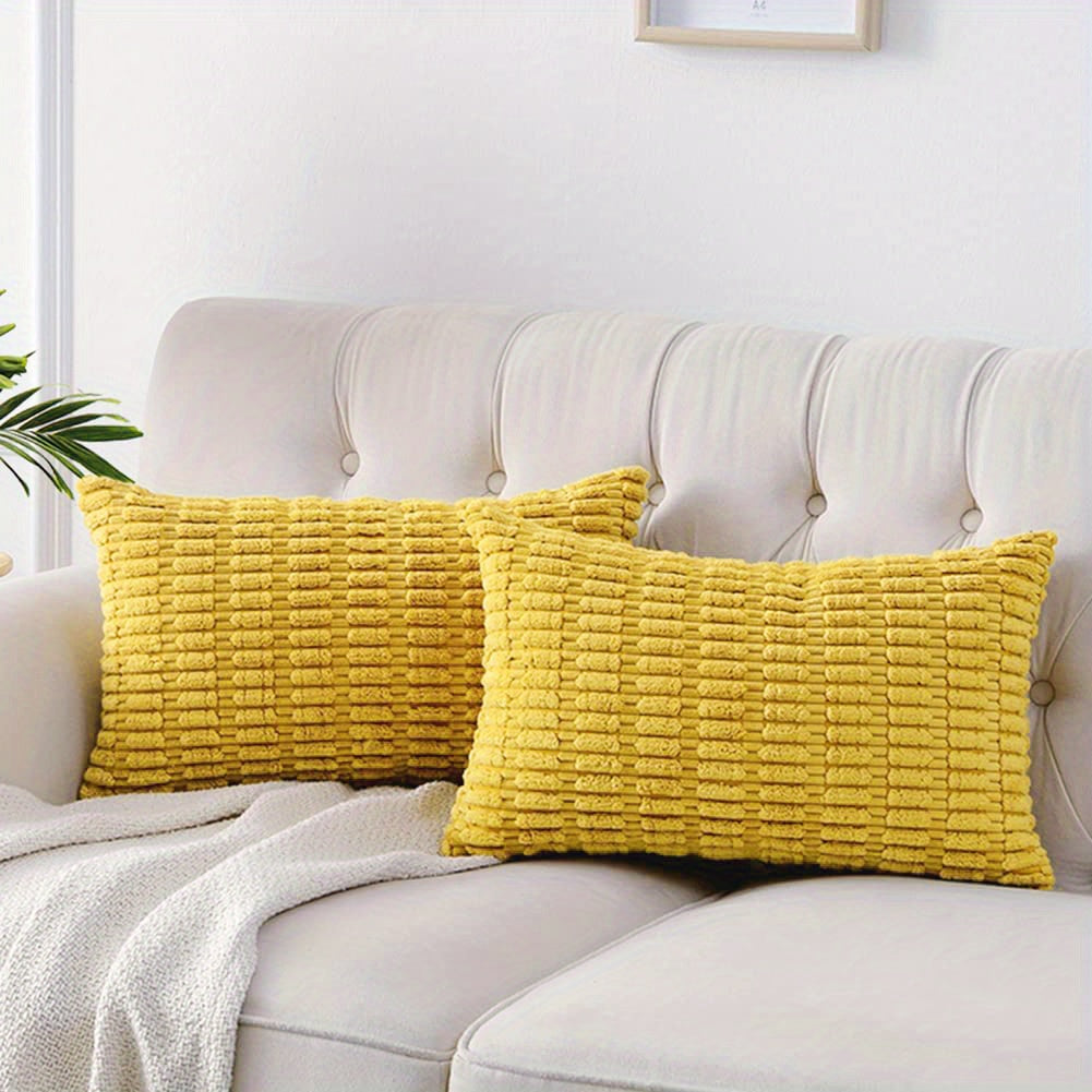 Corduroy tashlab yostiq qoplami Boho chiziqli bezakli yostiq uchun divan, yotoq, mehmonxona uchun 2 ta to'plam