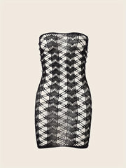 Plus Size Mesh Babydoll Lingerie with Heart Cut-Out and Stretchy Elastane