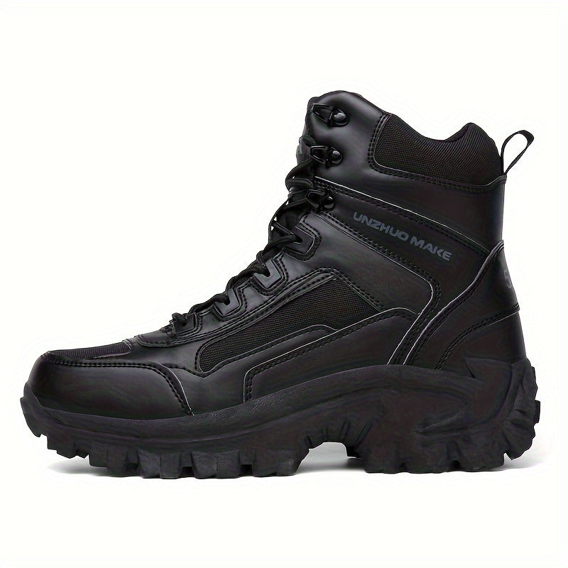 Men's High-Top Hiking Boots Non-Slip Durable Outdoor All-Season Fabric Leather