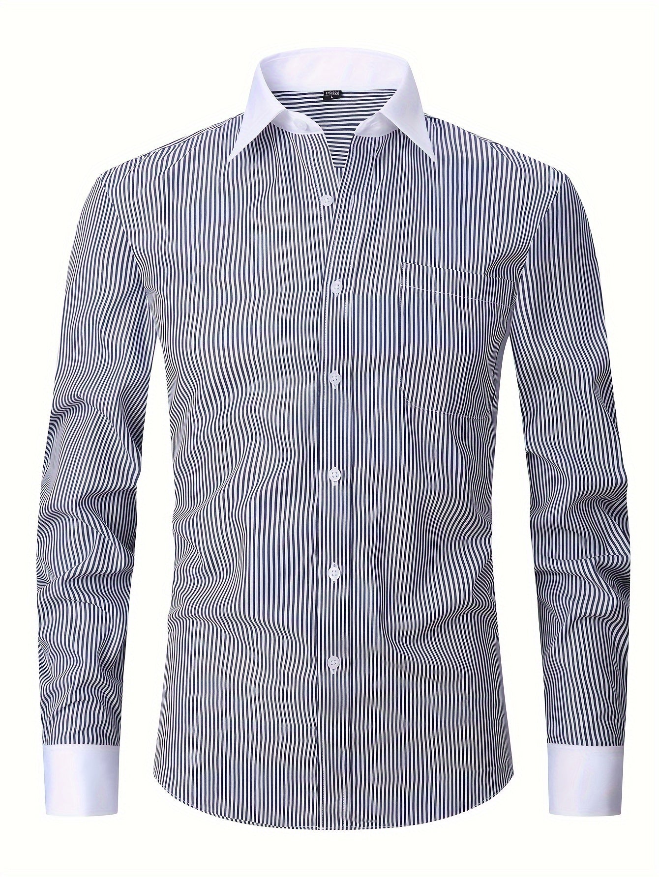 Men's French-Style Striped Dress Shirt Long Sleeve Cotton Polyester Formal Wear