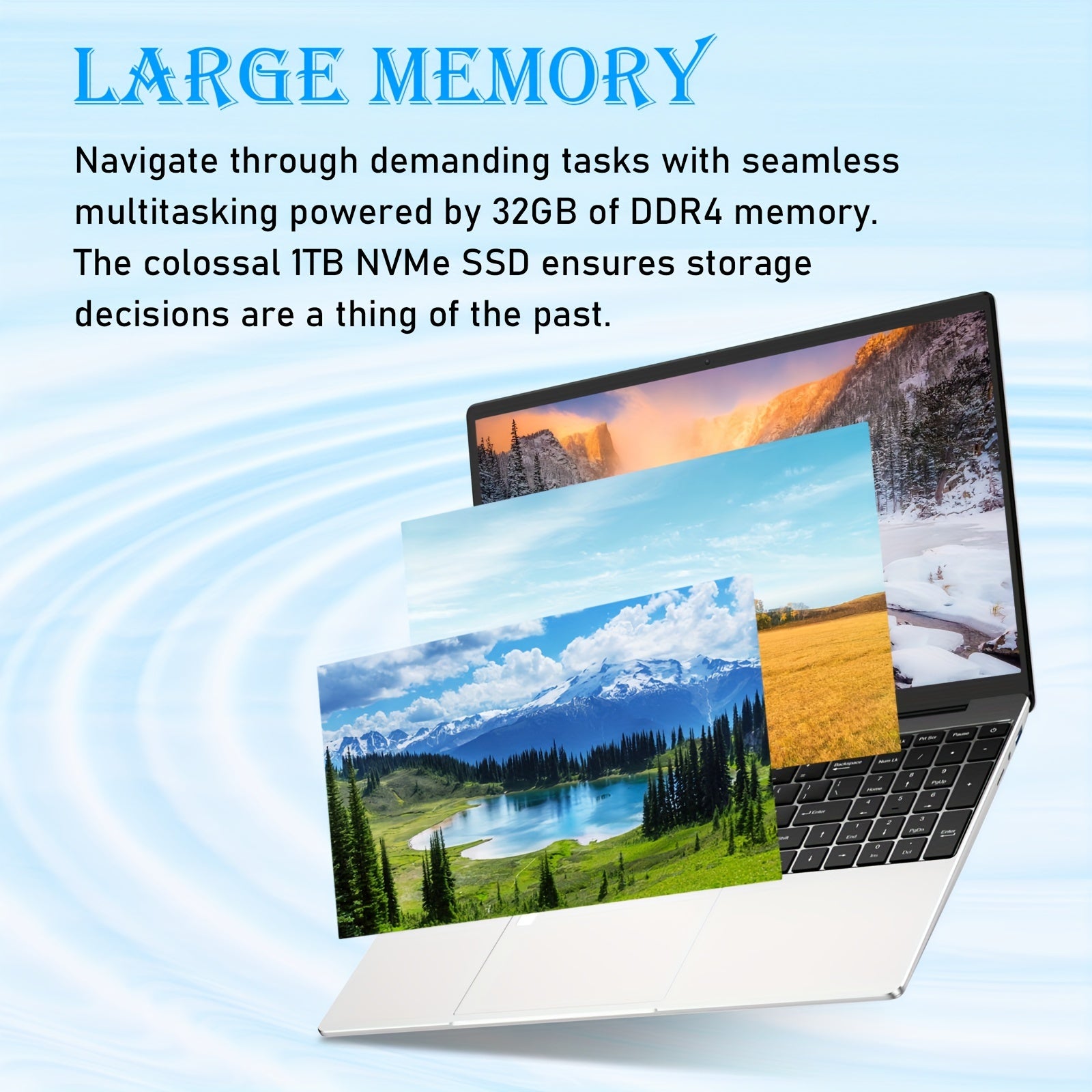15.6 Inch FHD IPS Laptop with Intel N95 32GB DDR4 1TB SSD Fingerprint Webcam
