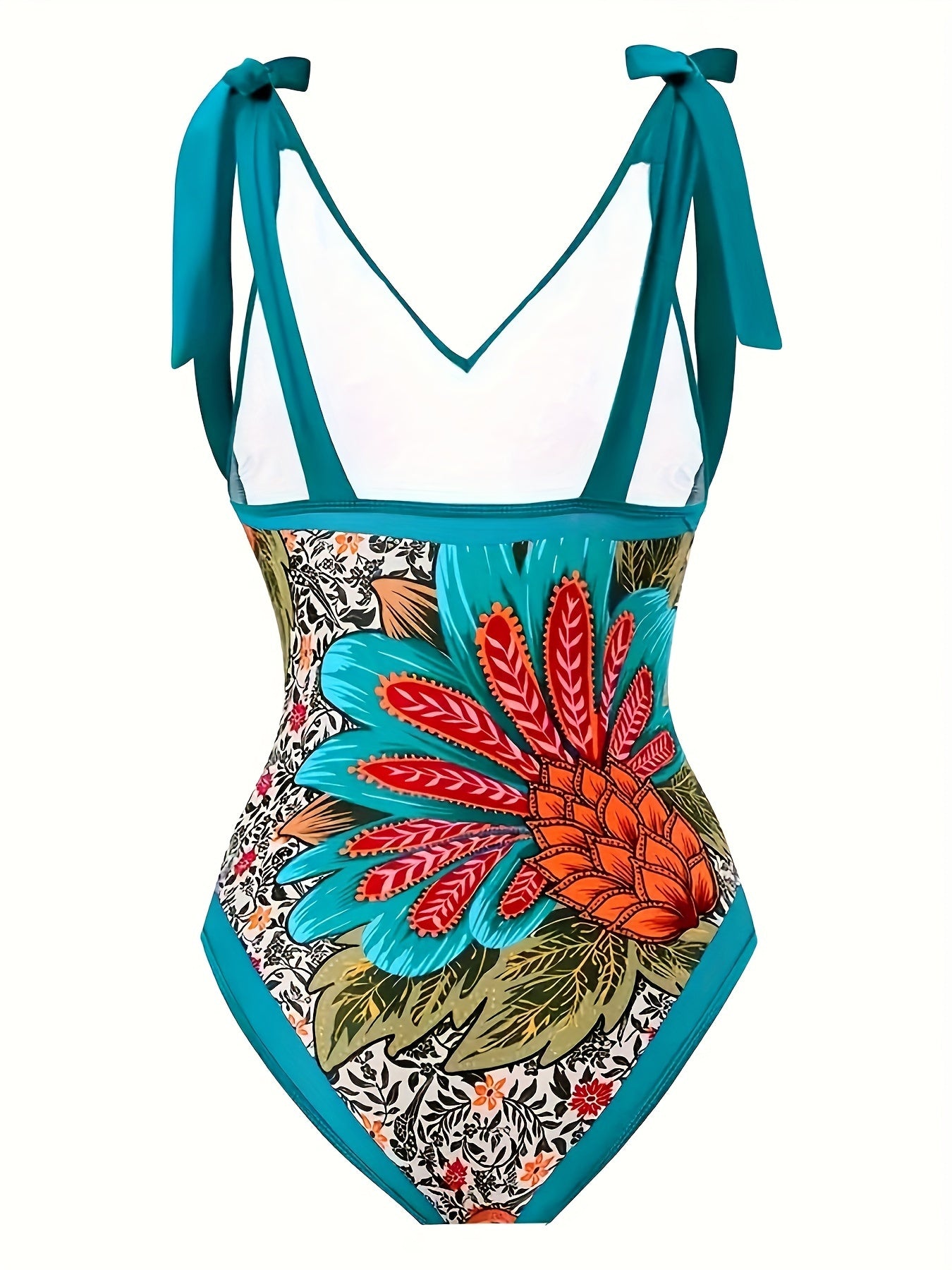 Women's Large Size European American Floral Swimsuit Set with Removable Padding