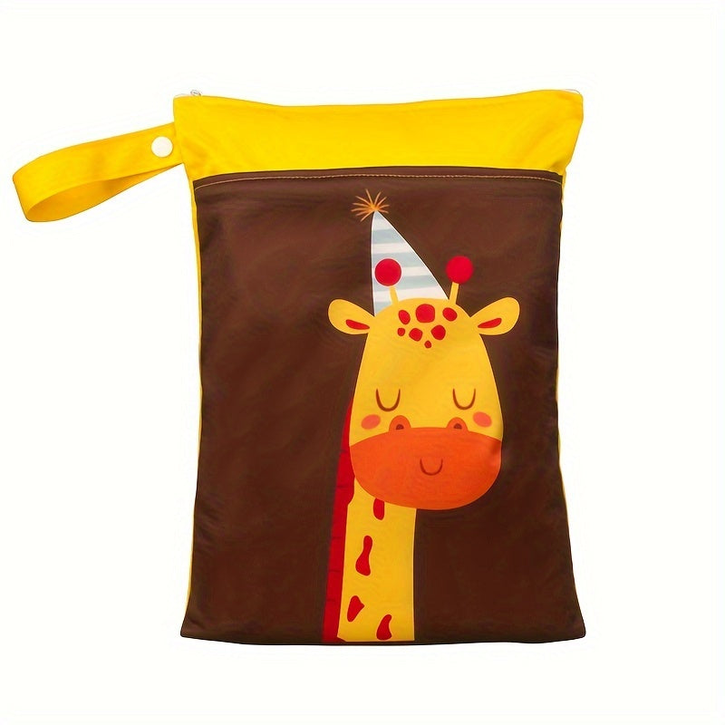 Водонепроницаемая сумка для влажных вещей с принтом животных, washable сумка для подгузников, сумка для мамы с двумя молниями, многофункциональная дорожная и пляжная сумка, органайзер для хранения косметики