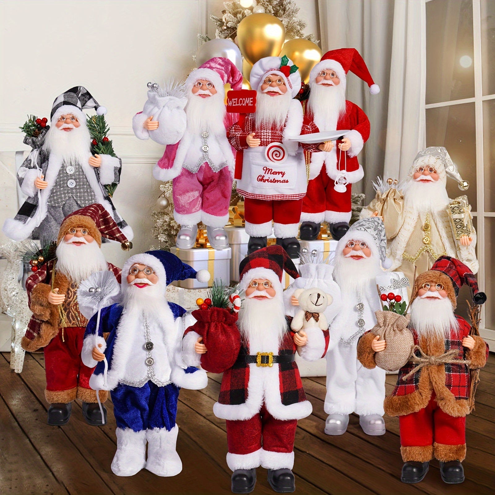 Christmas Decorations with Santa Claus and Gifts for Festive Atmosphere