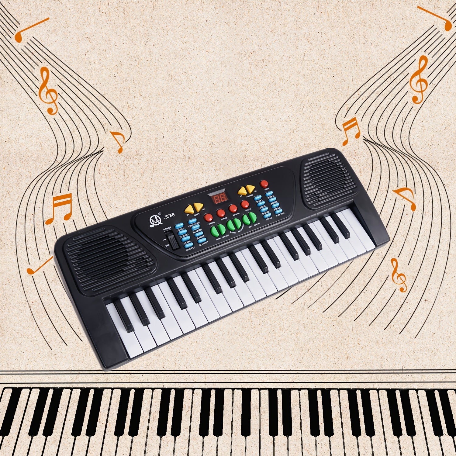 Electronic Keyboard for Beginners 37-Key Portable Music Toy with Microphone for Teens