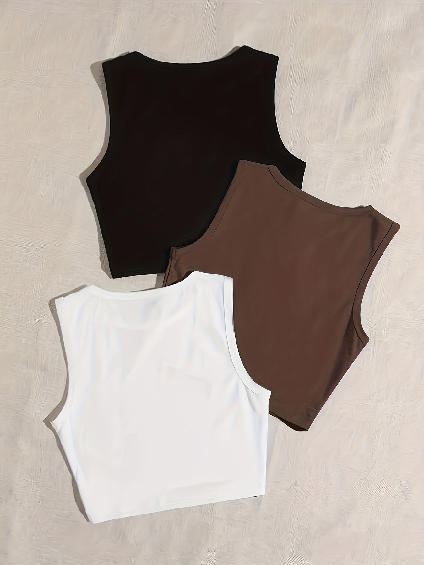 Women's 3-Pack Solid Cotton Crew Neck Tank Tops for Casual Wear