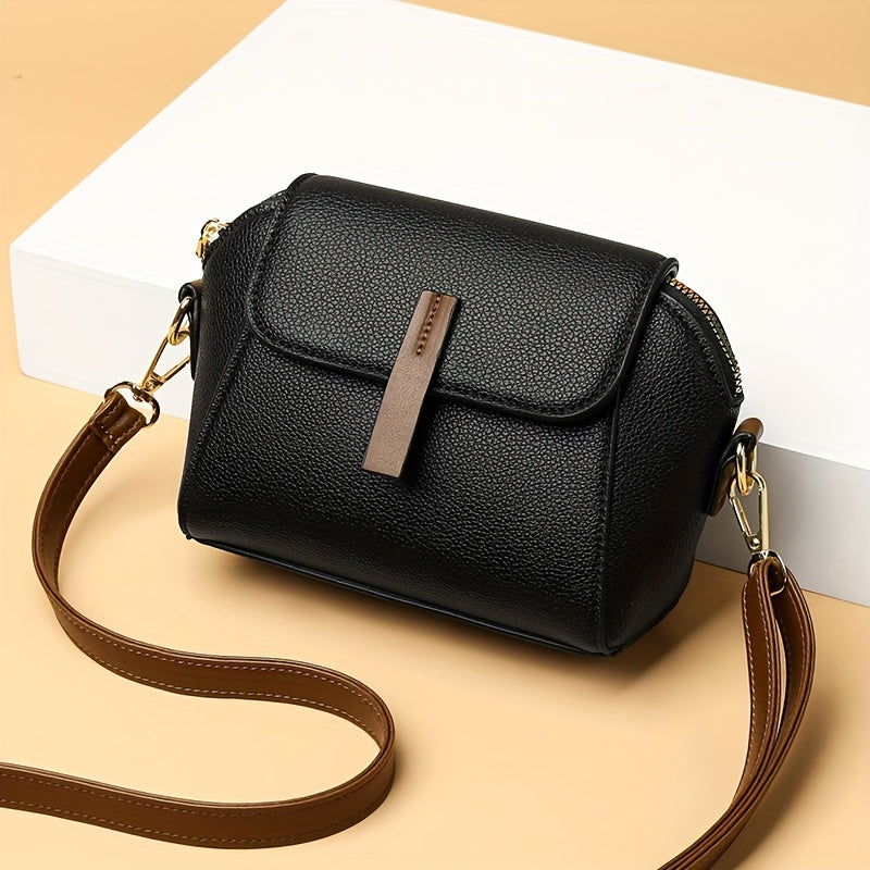 Women's Mini Flap Crossbody Bag with Adjustable Strap Zipper Closure Anti-theft Polyester Lining