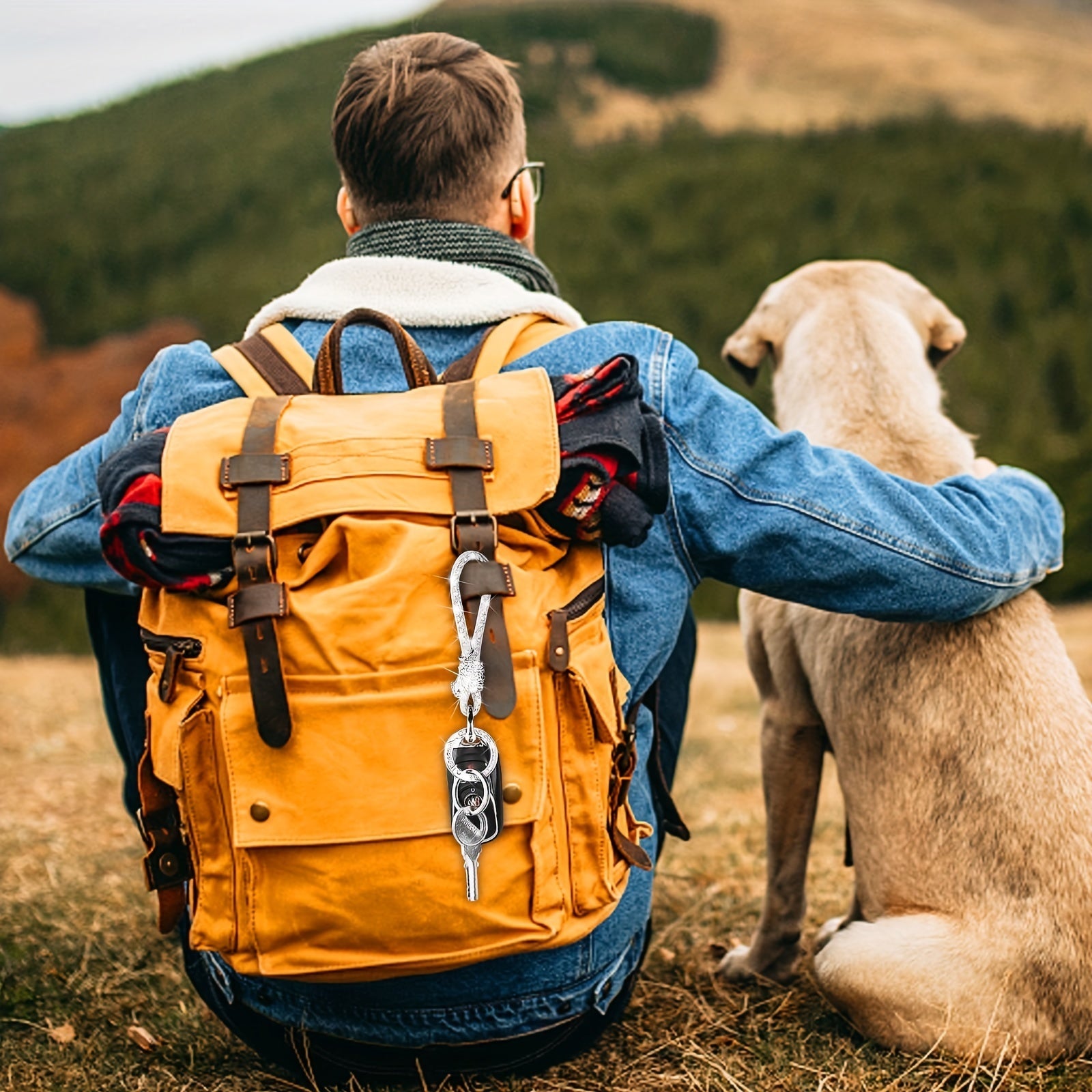 Crystal Bling Car Keychain for Women, Rhinestone Ring and Strap Accessory